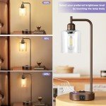 Set of 2 Industrial Touch Table Lamps with USB Ports