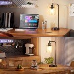 Set of 2 Industrial Touch Table Lamps with USB Ports