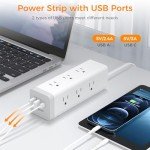 TESSAN 10 FT Ultra Thin Surge Protector with USB