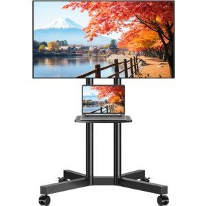 Rolling TV Stand with Laptop Shelf and Wheels