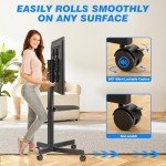 Rolling TV Stand with Laptop Shelf and Wheels