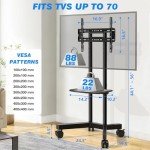 Rolling TV Stand with Laptop Shelf and Wheels