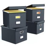 Huolewa Portable Leather File Organizer with Lids