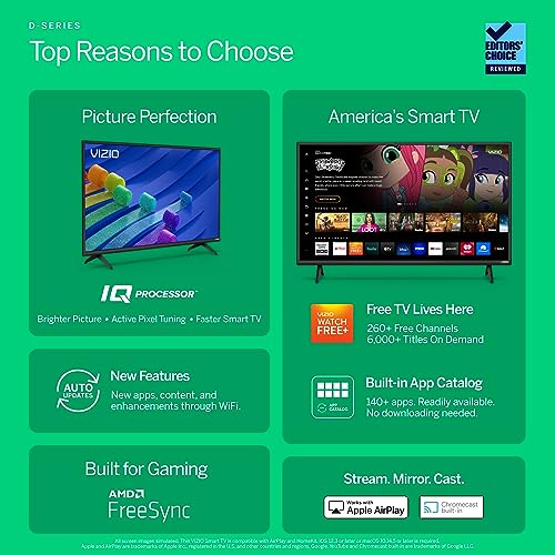 Smart TV with AirPlay & Chromecast, Alexa Compatible