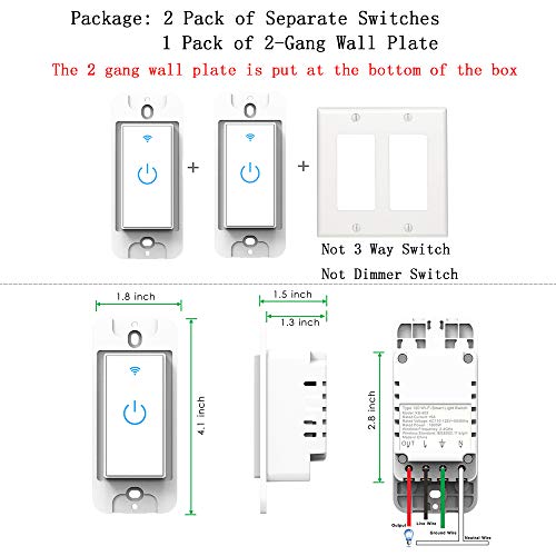 2-Gang Smart Touch Light Switch for WiFi