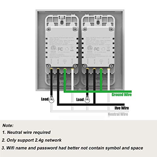 2-Gang Smart Touch Light Switch for WiFi