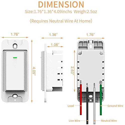 WiFi Alexa Compatible Smart Light Switches (2Pack)