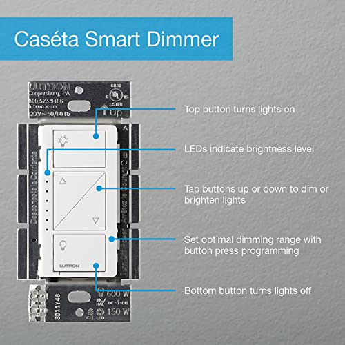 Lutron Caséta Wireless Smart Dimmer Switch - White