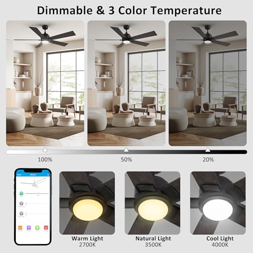 Smart 52inch WiFi Ceiling Fan with App Control