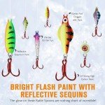 Dovesun 15PCS Glow Ice Fishing Jigs & Spoons