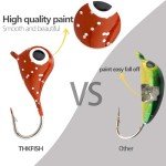 THKFISH 54pcs Glow Ice Fishing Jigs Kit