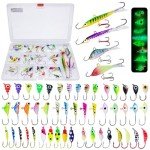 52-Piece Glowing Ice Fishing Jigs Kit for Walleye