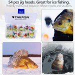 THKFISH 54pcs Glow Ice Fishing Jigs Kit