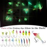 52-Piece Glowing Ice Fishing Jigs Kit for Walleye
