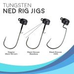 Tungsten Mushroom Ned Rig Jig Heads - 5-Pack