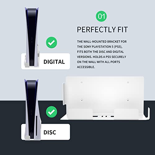 PS5 Wall Mount Kit with Controller & Headphone Hook