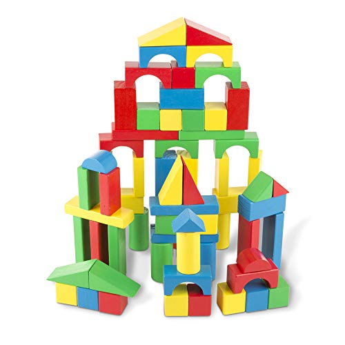 Melissa & Doug Colorful Wooden Building Blocks Set