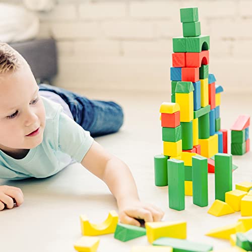 Melissa & Doug Colorful Wooden Building Blocks Set