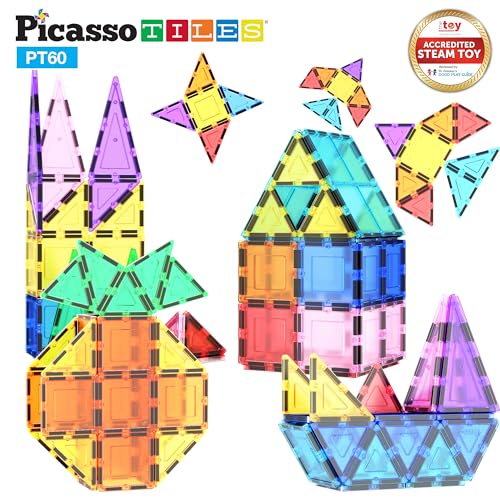 PicassoTiles 60pcs Magnetic Building Blocks - Inspire Creativity