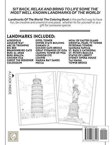 Color Your World: 30 Hand-Drawn Landmarks Coloring Book