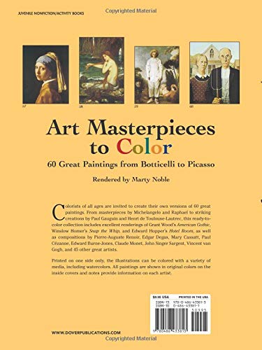Masterpiece Coloring Book: 60 Great Paintings from Botticelli to Picasso
