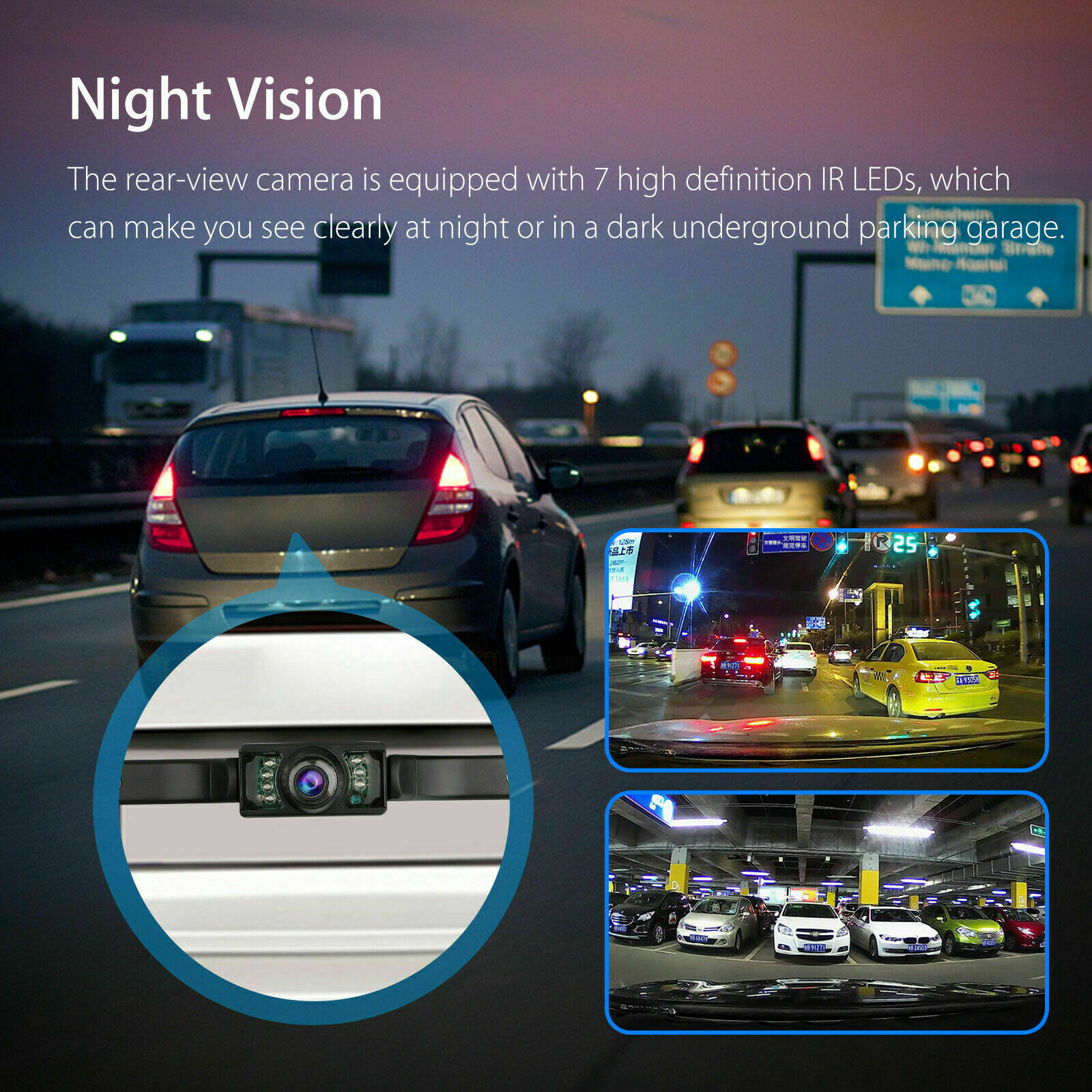 HD Rear View Camera with Night Vision and LED