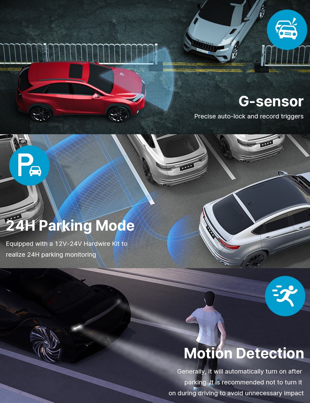 Toguard 4K Dual Dash Camera with 3-Inch LCD