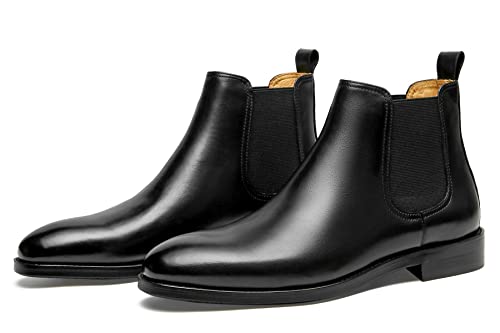 Men's Black Leather Lace-up Chelsea Chukka Boots