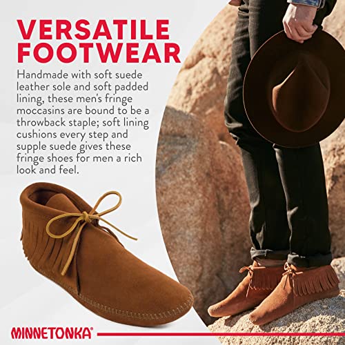 Men's Minnetonka Classic Fringe Boot, Softsole Brown, Size 11