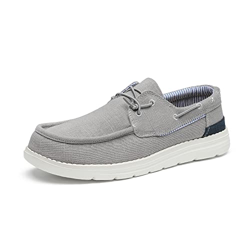 Bruno Marc Men's Slip-on Canvas Loafers, Grey, Size 11