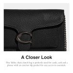 Coach Tabby Chain Pochette in Black Leather