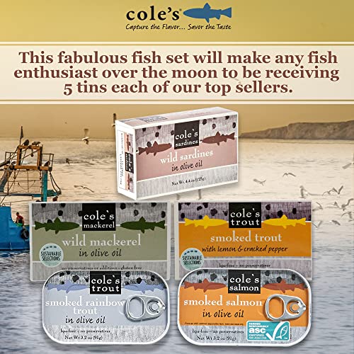 Seafood Sampler with Trout, Salmon, Mackerel, and Sardines