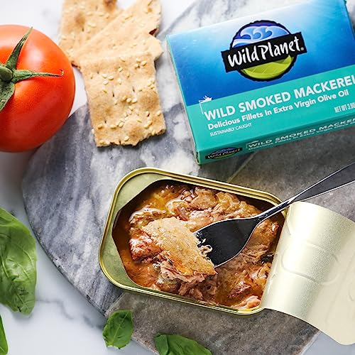 Wild Smoked Mackerel Fillets in Olive Oil (3.9oz, Pack of 12)