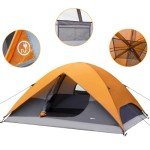 4-Person Orange/Grey Dome Camping Tent