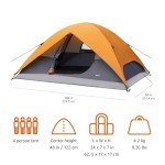 4-Person Orange/Grey Dome Camping Tent