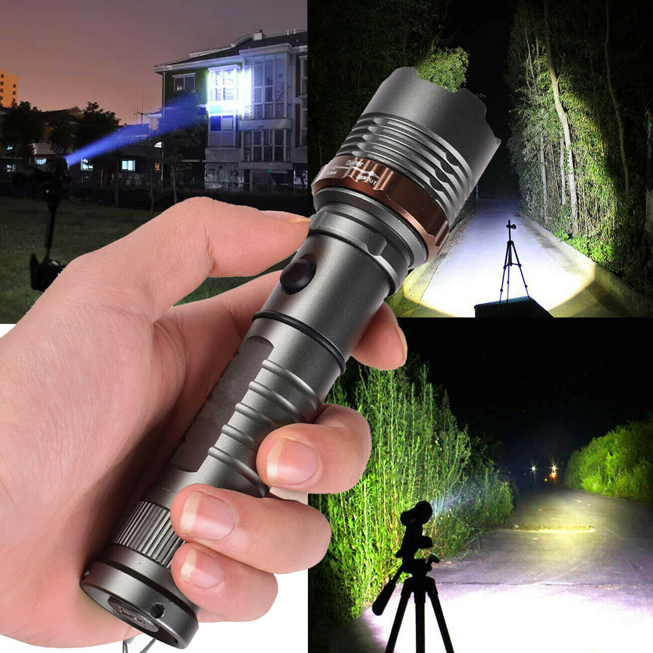 Tactical Rechargeable LED Flashlight Zoomable Torch