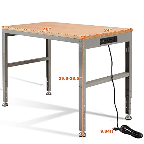 Haddockway Heavy Duty Adjustable Workbench with Outlets
