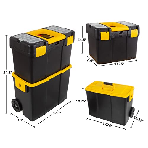 Wheeled Portable Tool Box - Stackable 2-in-1 System