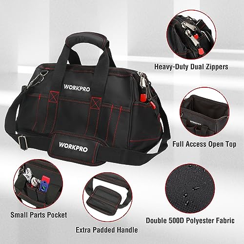 WORKPRO 16-Inch Wide Mouth Tool Storage Bag