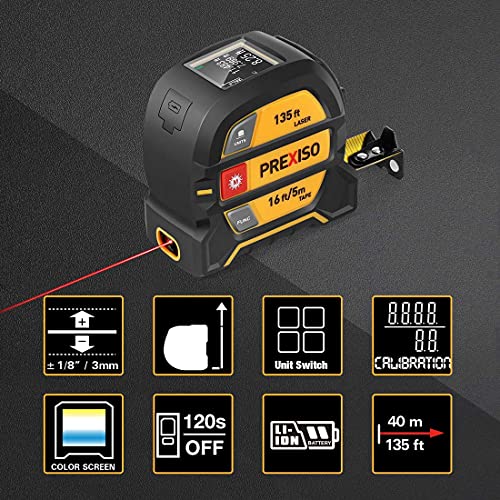 PREXISO 2-in-1 Laser Tape Measure with Hook