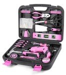 Pink Household Tool Set with Electric Screwdriver