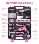 Pink Household Tool Set with Electric Screwdriver