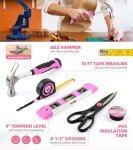 Pink Household Tool Set with Electric Screwdriver
