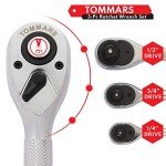 TOMMARS 1/4", 3/8", 1/2" Stubby Ratchet Set