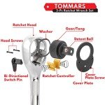 TOMMARS 1/4", 3/8", 1/2" Stubby Ratchet Set