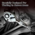 TOMMARS 1/4", 3/8", 1/2" Stubby Ratchet Set