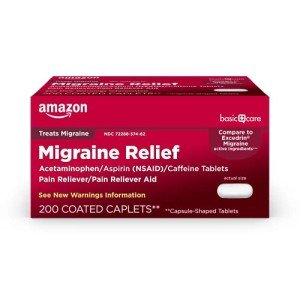 Migraine Relief Tablets with Caffeine, 200 Count