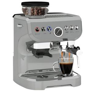 HOMCOM Espresso Machine with Bean Grinder and Steam Wand