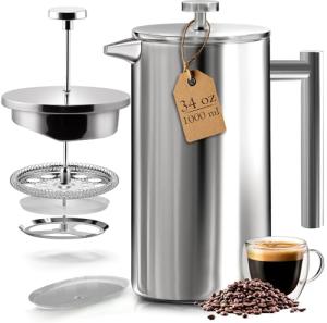 KICHLY Stainless Steel Double Wall French Press