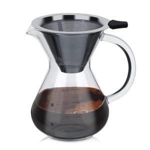 HERCHR 400ml Borosilicate Glass Pour Over Coffee Maker